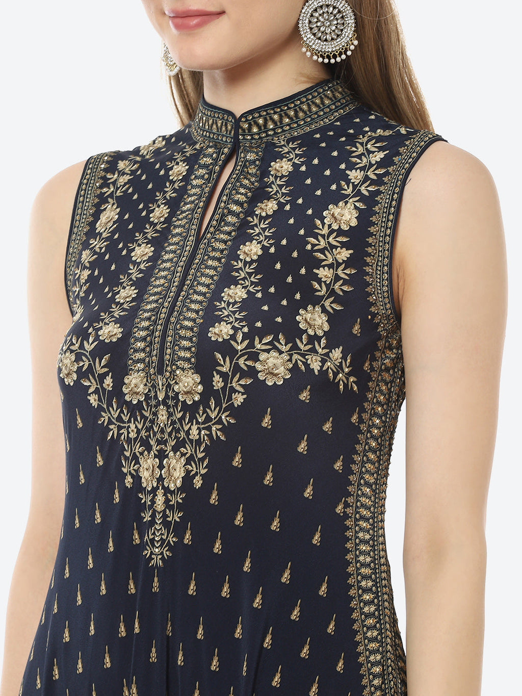 Digital Printed Crepe A-Line Gown Dress