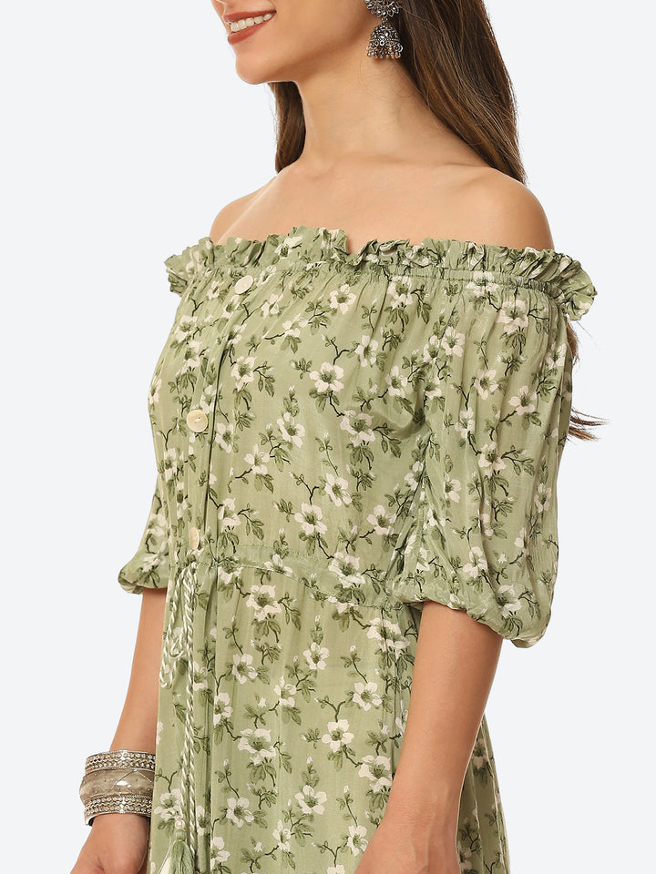 Floral Printed Muslin Kurta
