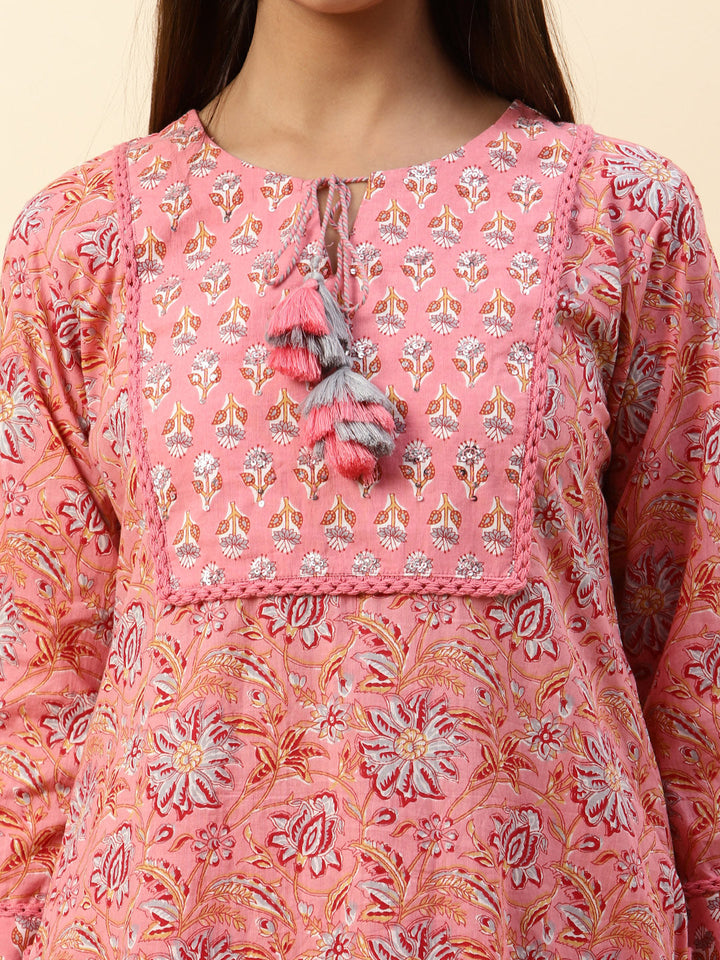 Printed Cotton Kurta With Pants