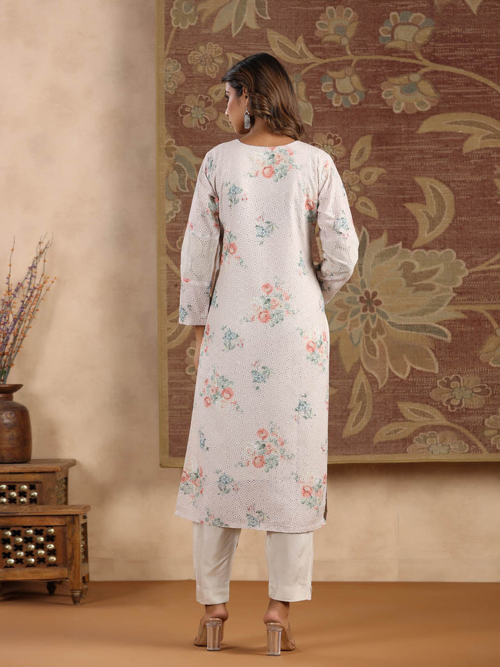 Printed Cotton Kurta With Pants &amp; Dupatta