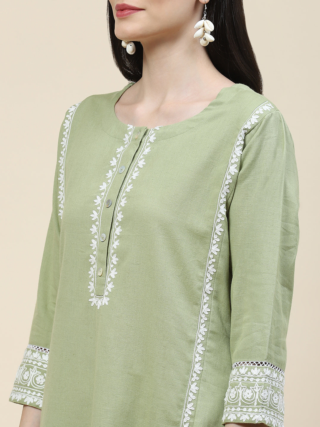 Plain Cotton Kurta With Pants