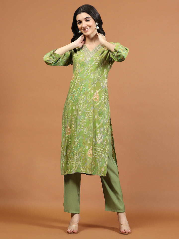 Printed Muslin Kurta With Pants