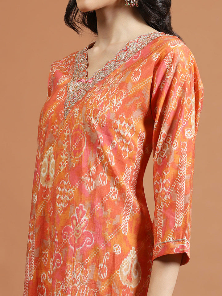 Printed Muslin Kurta With Pants