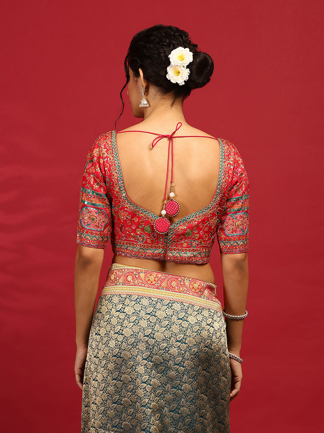 Embroidered Dola Silk Saree