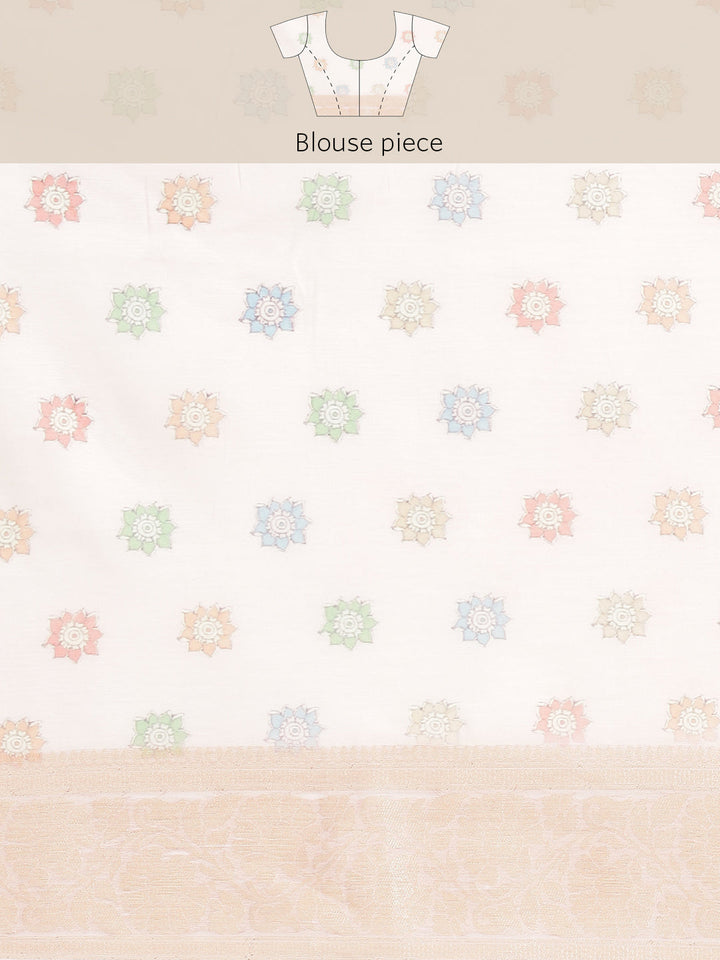 Digital Floral Banarasi Pallu Saree Printed