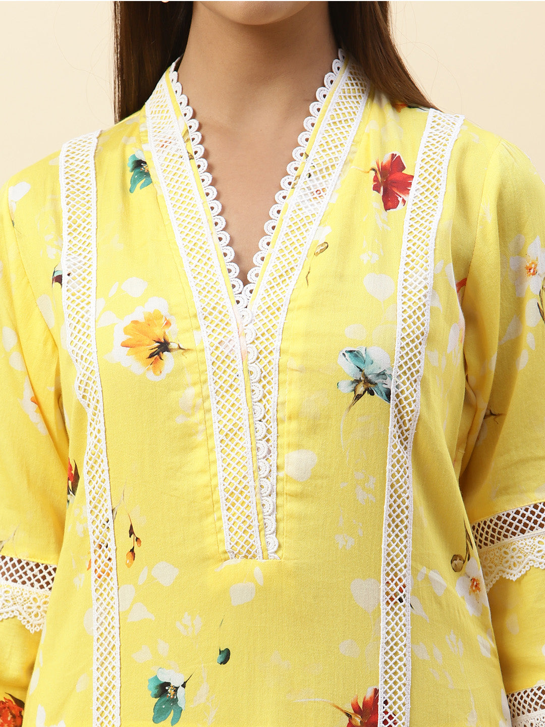 Floral Printed Cotton Kurta With Pants