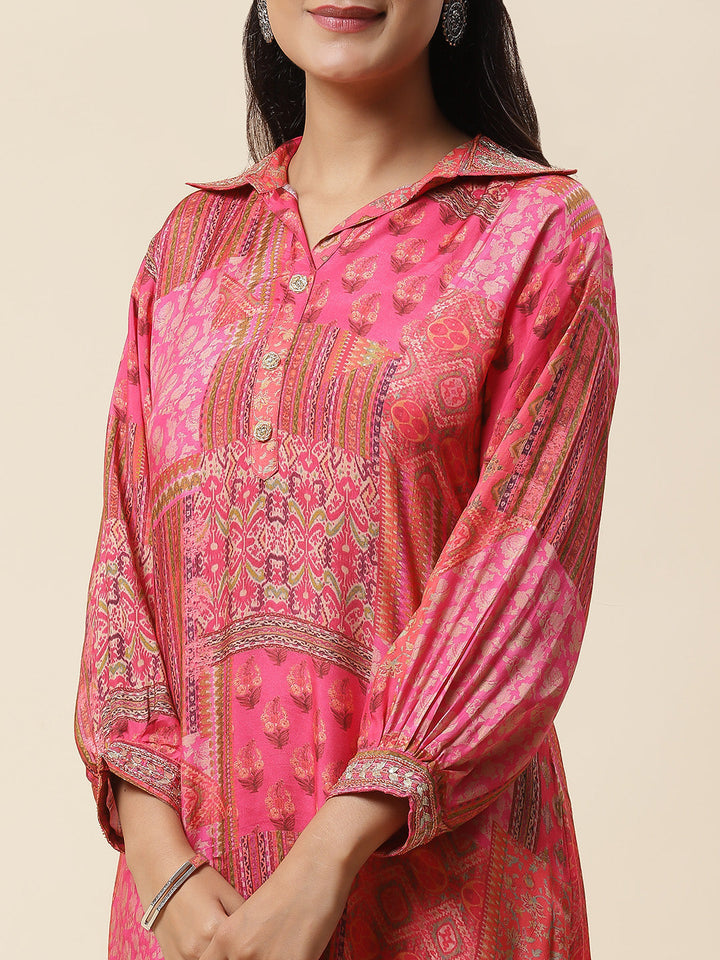 Printed Muslin Kurta With Pants