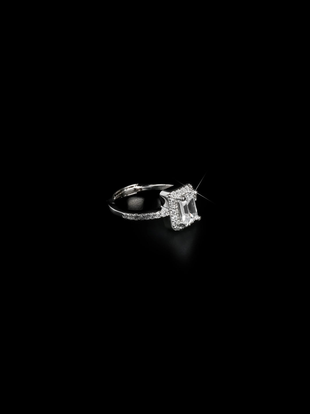 Silver &amp; White AD Stone Ring