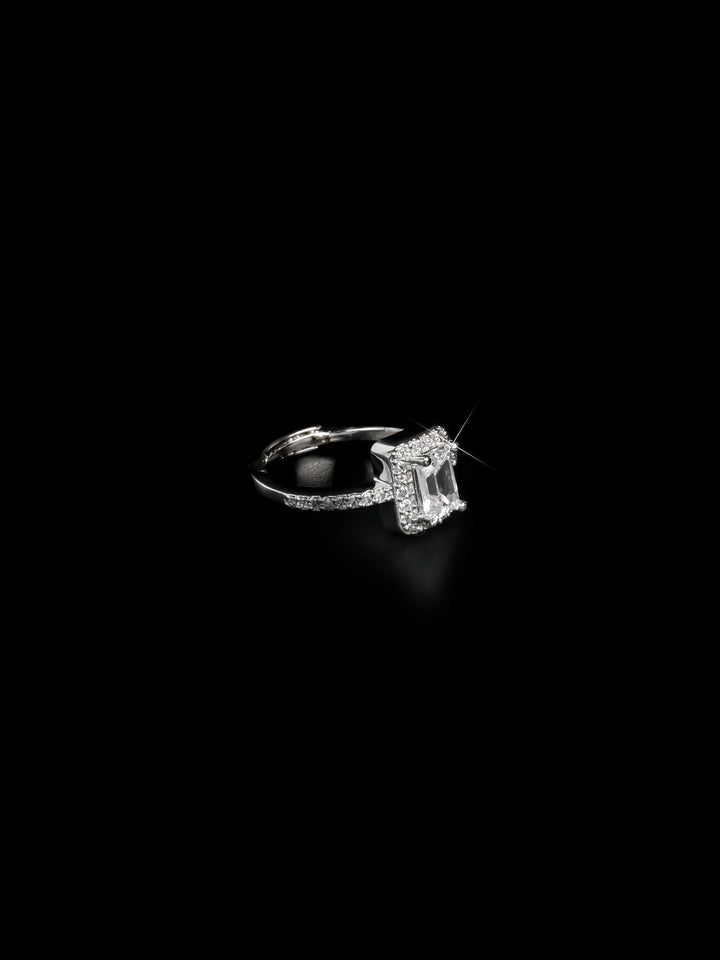 Silver &amp; White AD Stone Ring