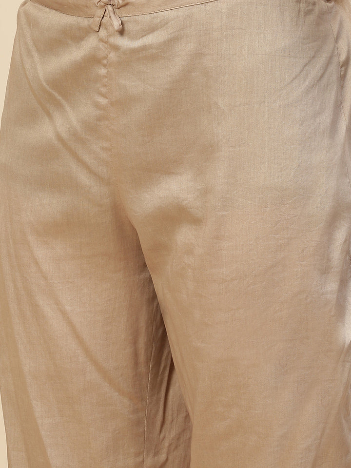 Zari Embroidered Cotton Kurta With Pants &amp; Dupatta