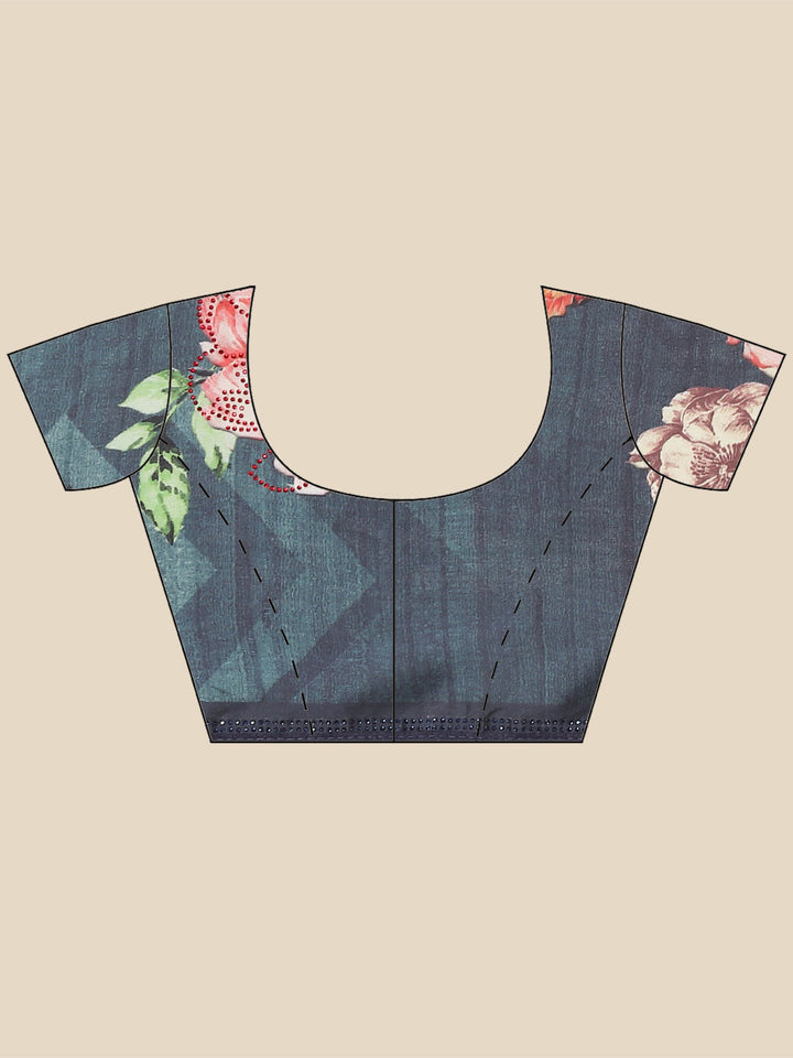 Abstract Digital Printed Satin Saree