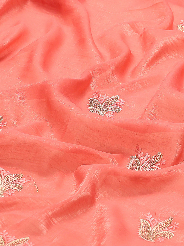 Thread Embroidered Chiffon Saree