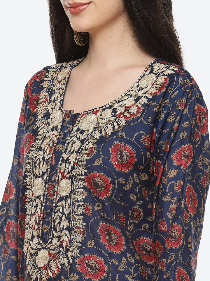 Printed Cotton Chanderi Stitched Salwar Kameez With Dupatta