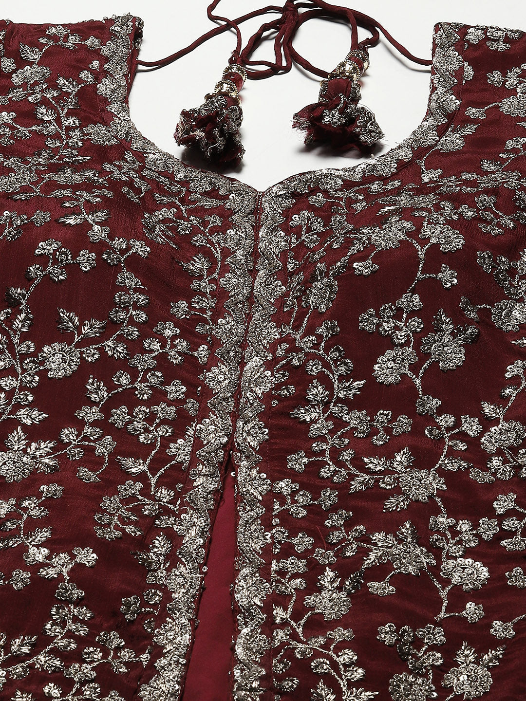 Sequin Zari Embroidered Georgette Choli With Lehenga &amp; Dupatta