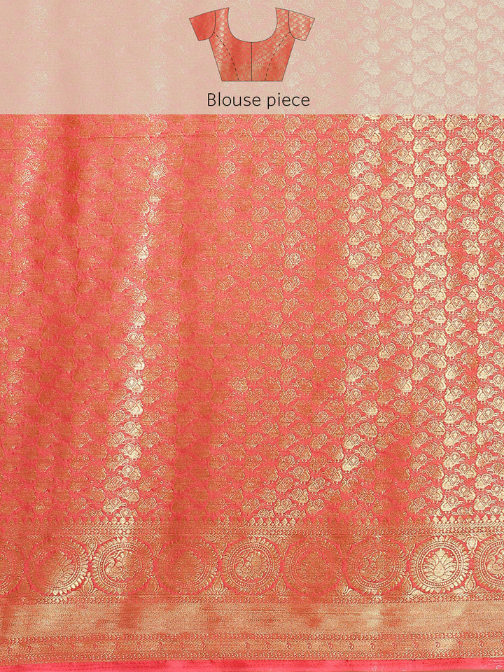 Brocade Zari Booti Art Handloom Woven Saree