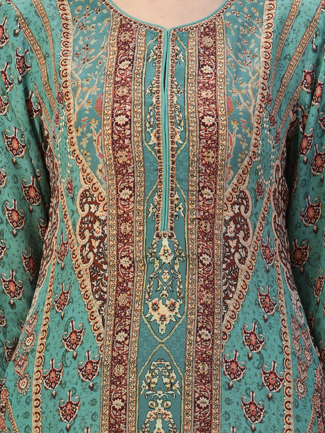 Digital Printed Crepe Kurta With Palazzo &amp; Dupatta