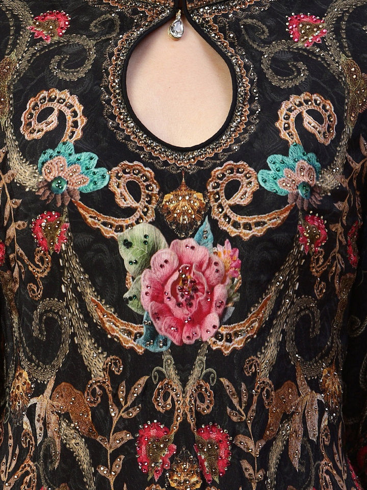 Digital Printed Crepe Gown