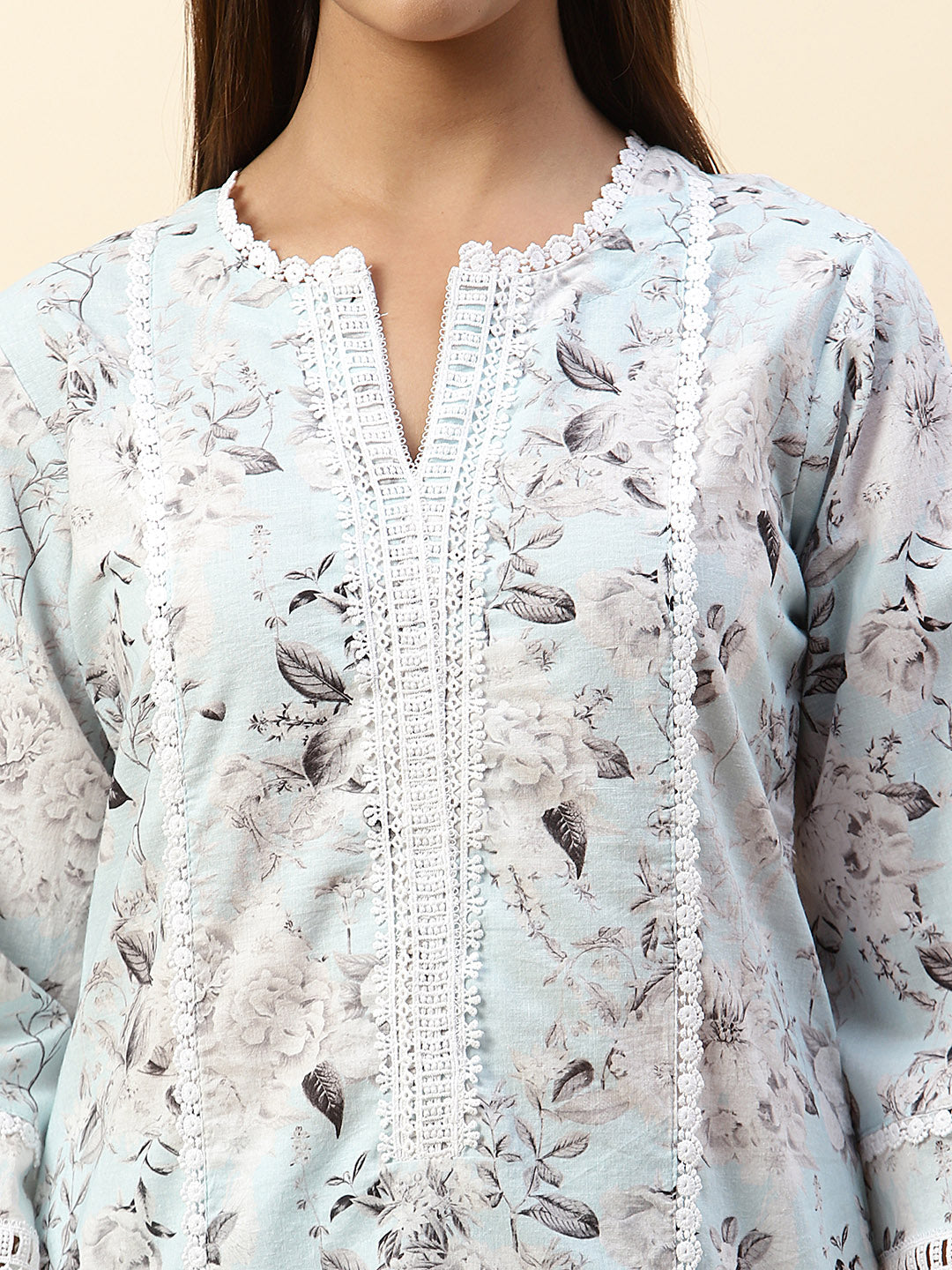 Floral Printed Cotton Kurta With Pants