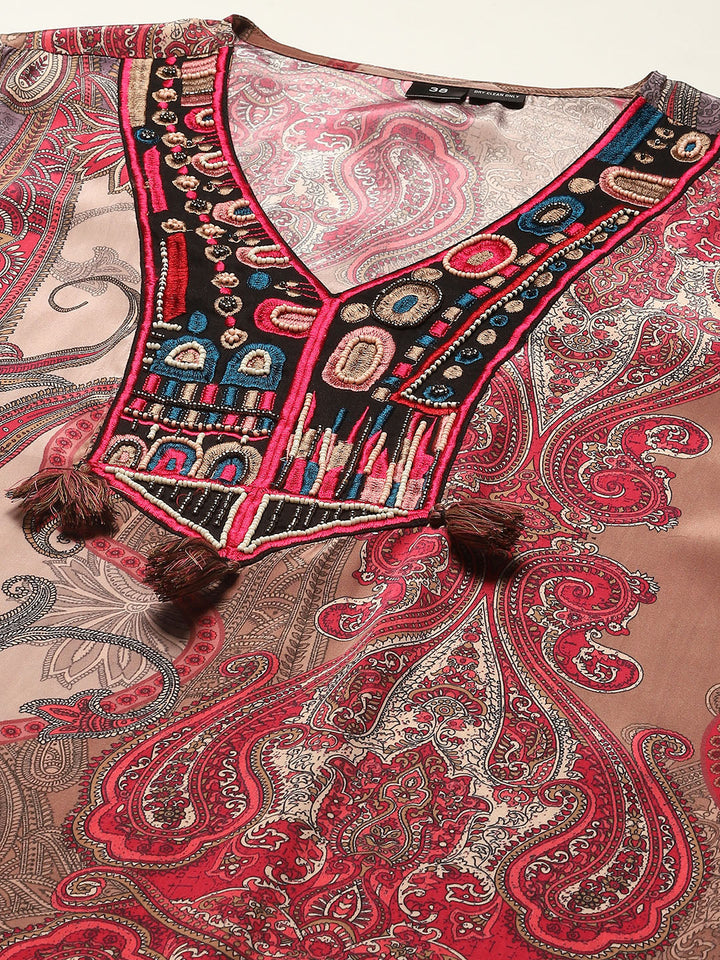 Neck Patti Crepe Kurta With Palazzo