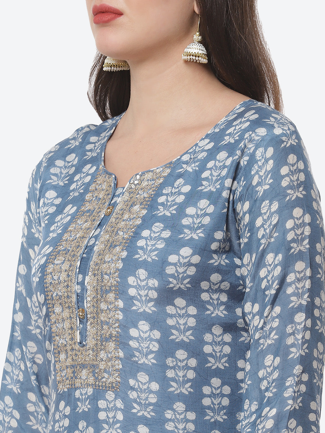 Printed Cotton Muslin Stitched Salwar Kameez With Dupatta