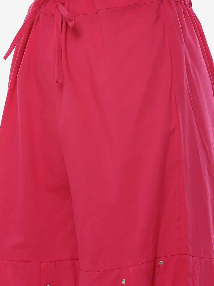 Printed Cotton Kurta With Garara &amp; Chiffon Dupatta