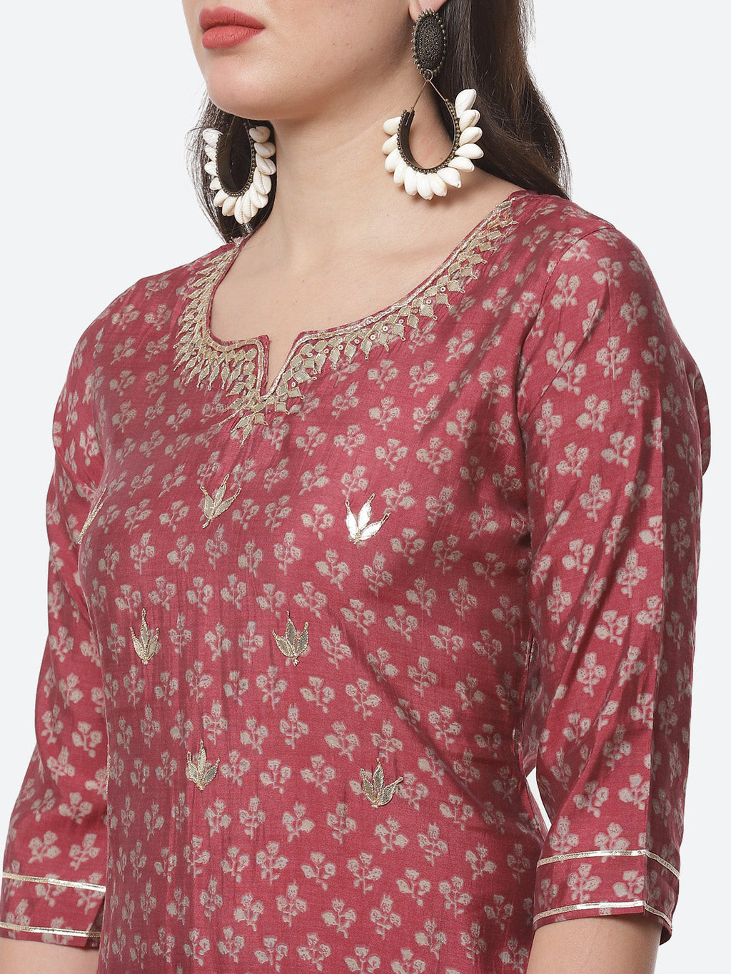 Cotton Muslin Printed Kurti With Pant And Dupatta