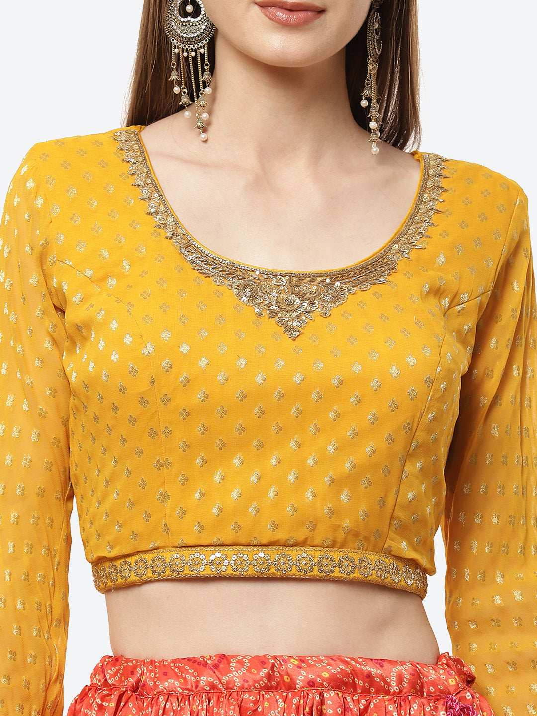 Bandhani Printed Lehenga Choli With Printed Dupatta