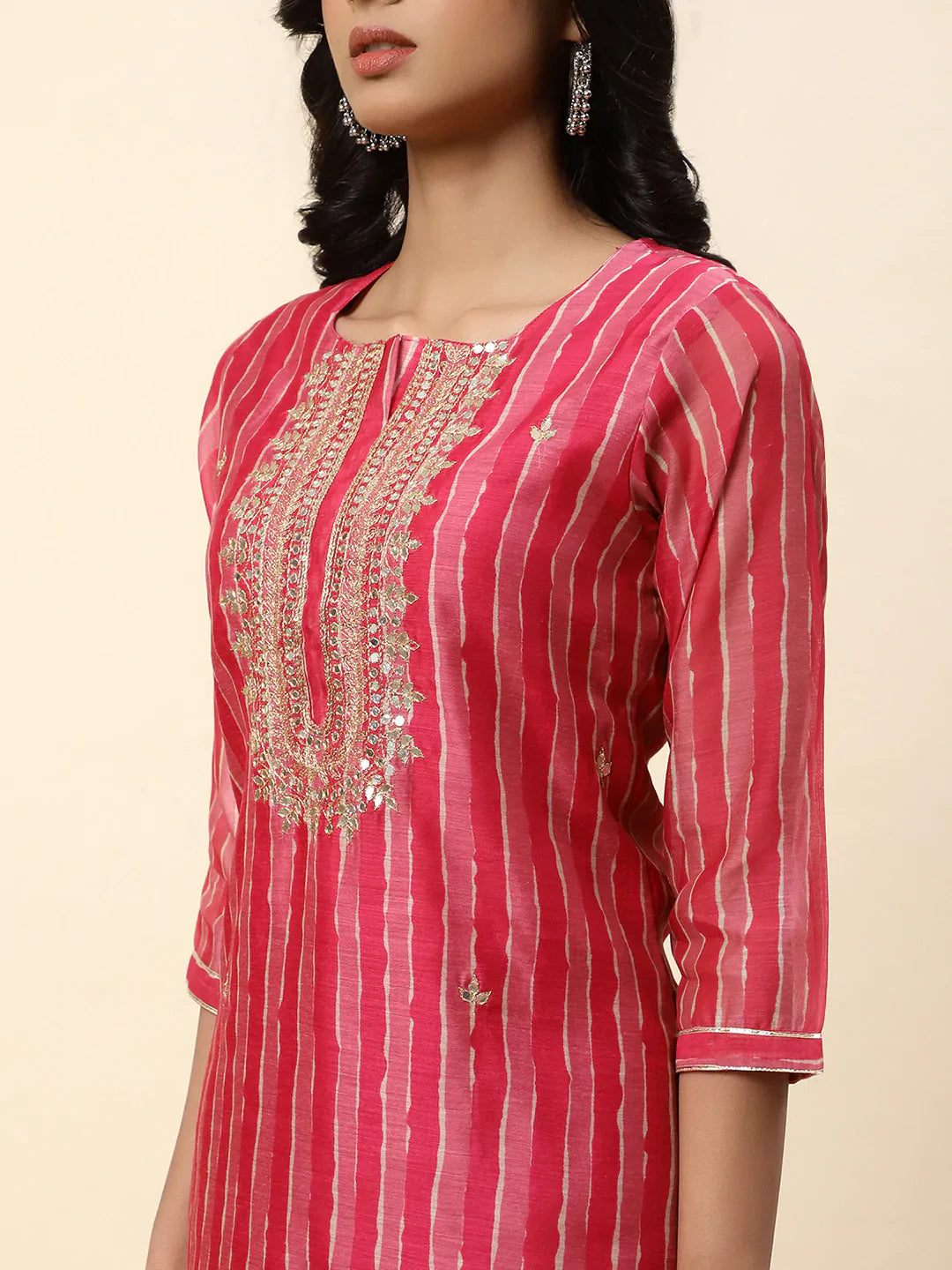 Gota Work Chanderi Kurta With Pants