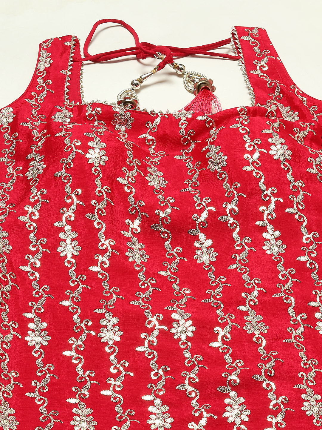 Sequin Embroidered Crepe Kurti With Garara &amp; Dupattta