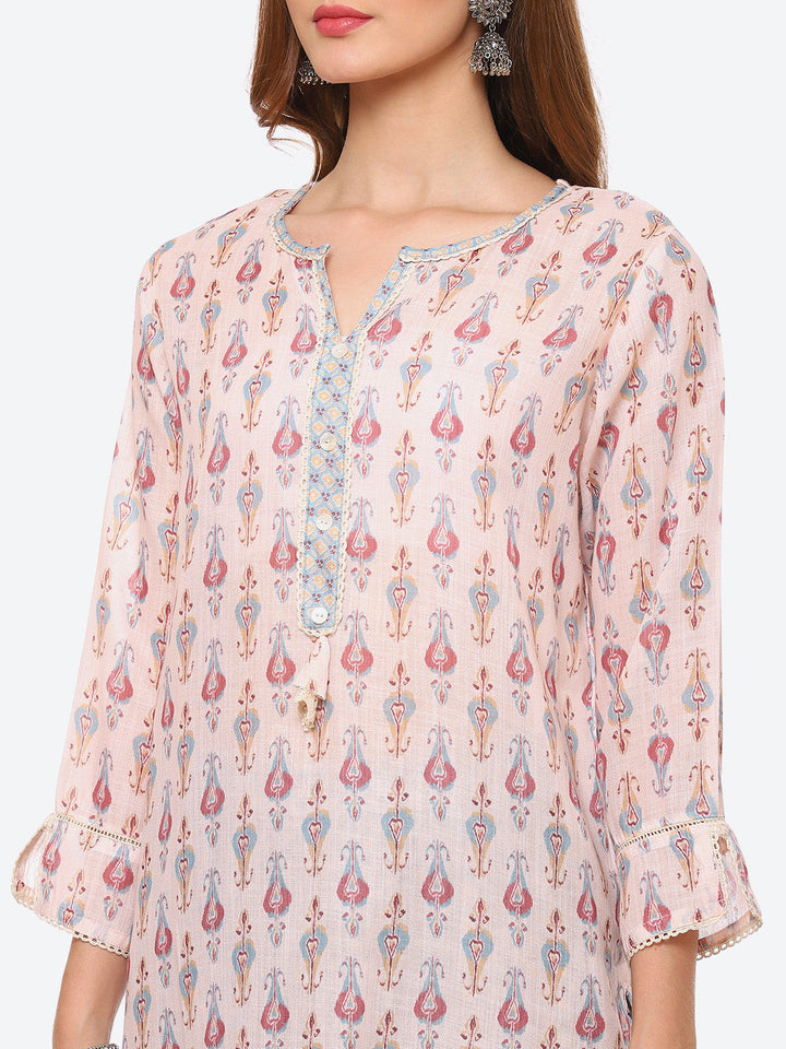 Floral Printed Cotton Kurta With Pant