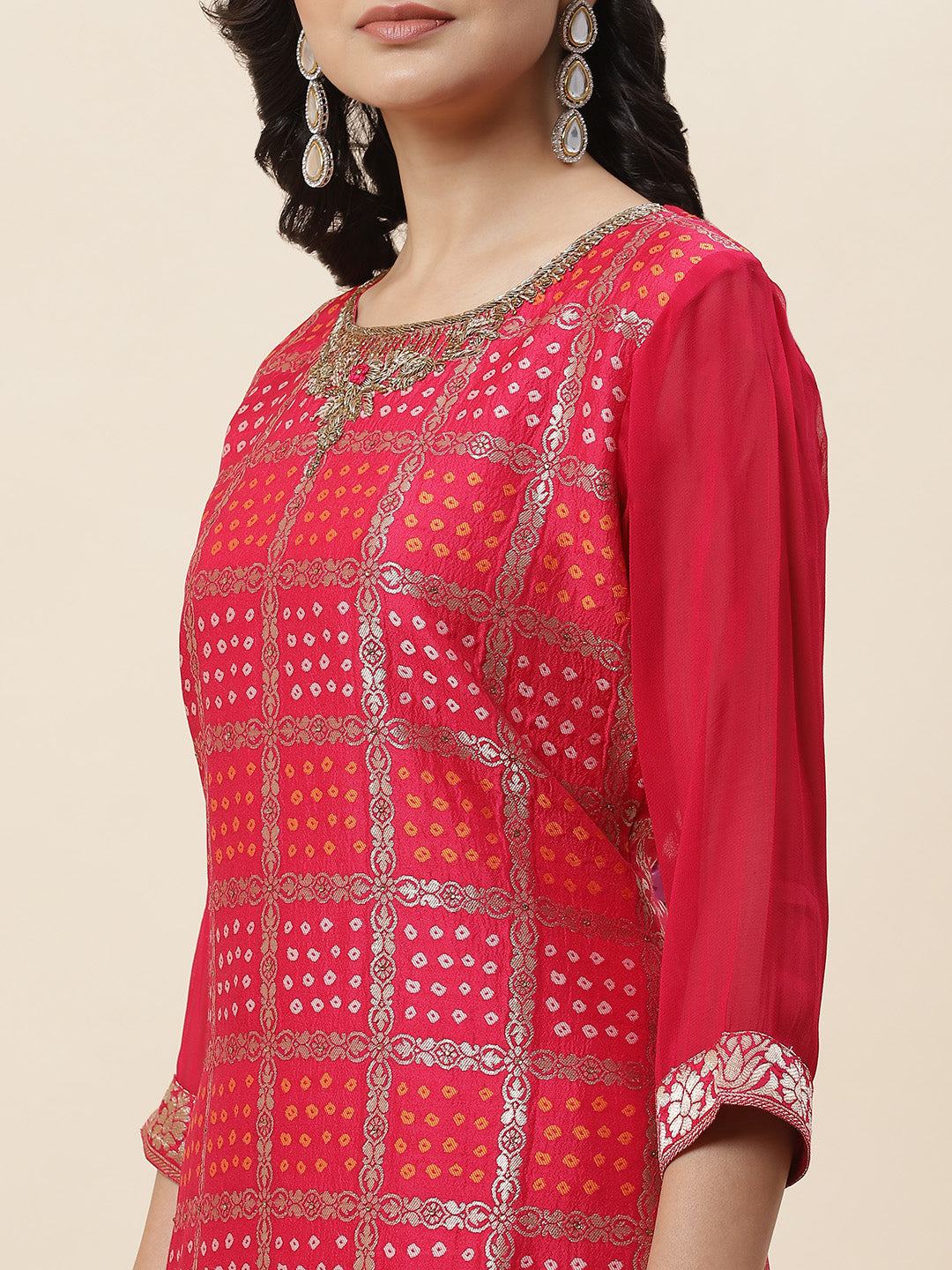 Zari Jaal Handloom Kurta With Pants &amp; Dupatta