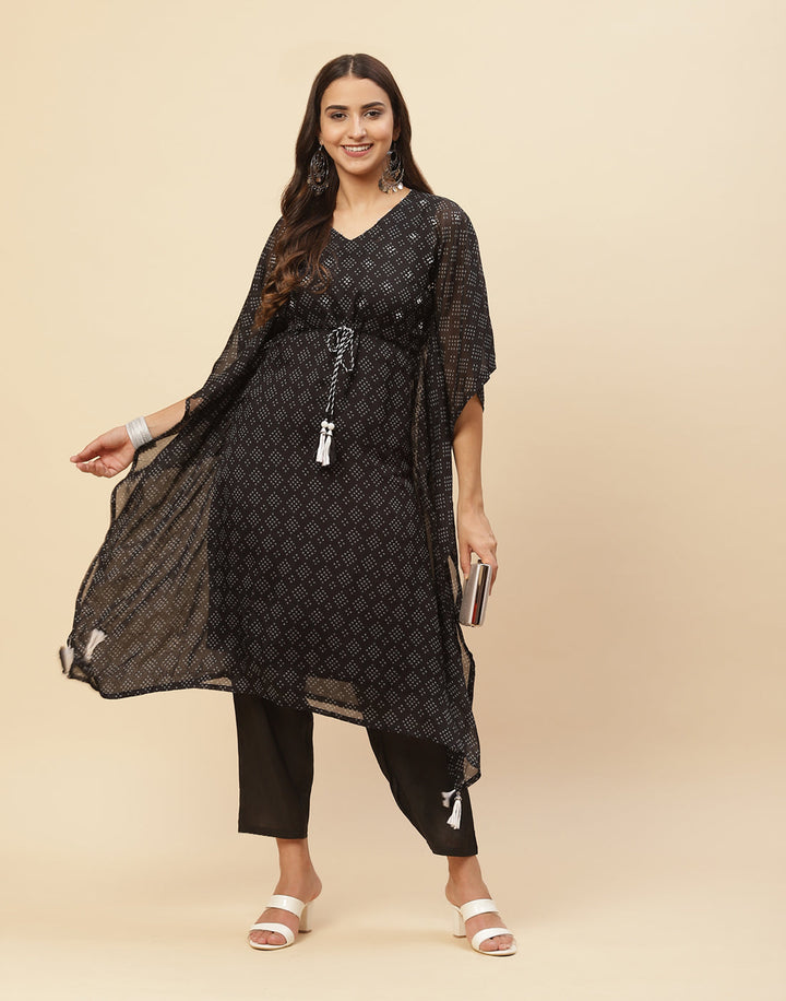 Printed Organza Kaftan Kurti With Pant