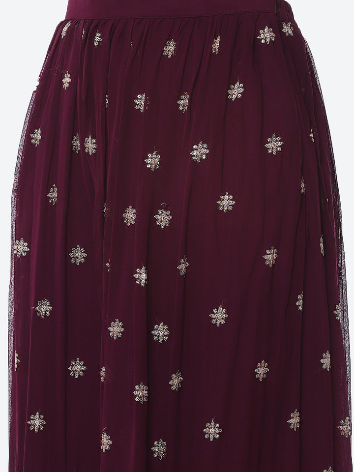 Sequin Georgette Kurta With Palazzo &amp; Dupatta