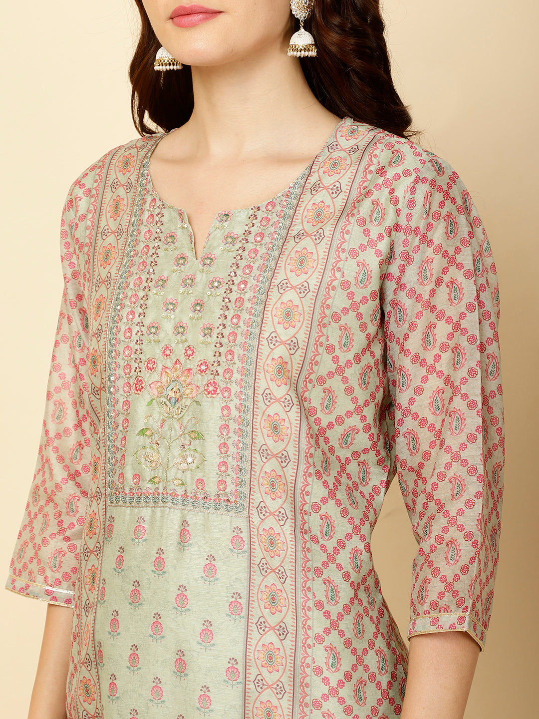 Printed Cotton Straight Kurta With Pants