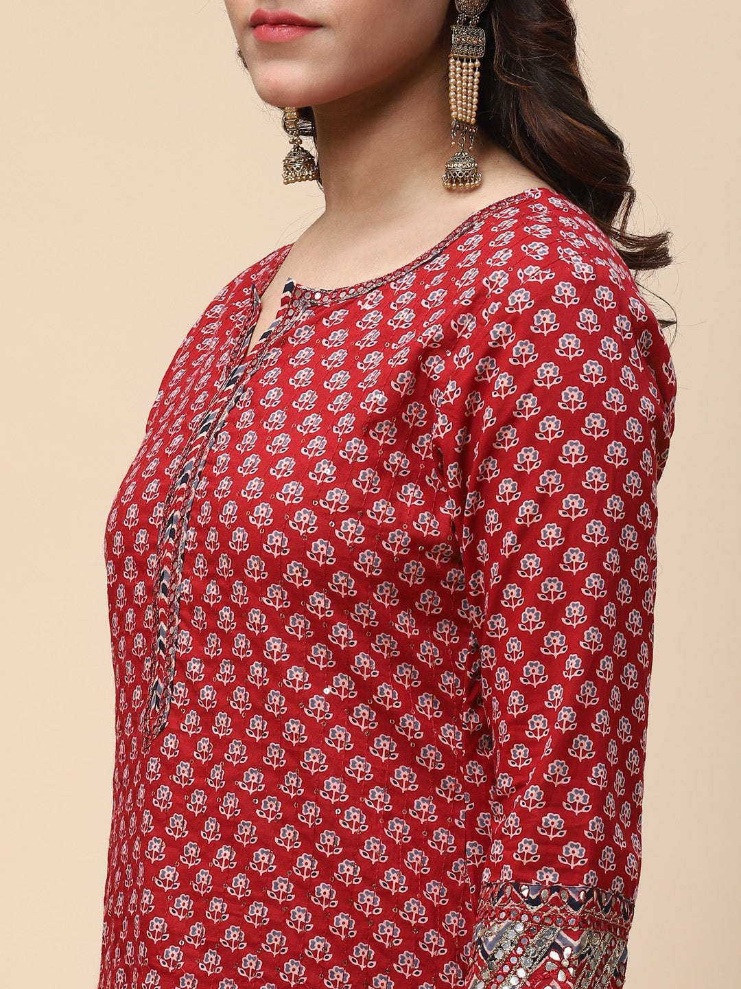 Printed Cotton Kurta With Pants