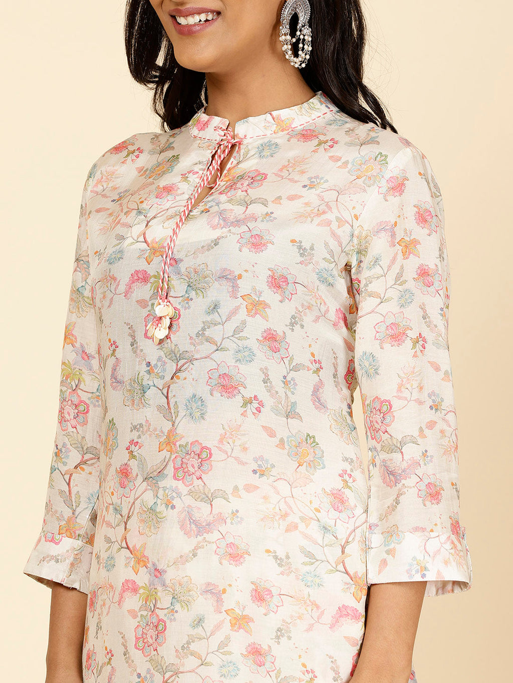 Floral Printed Muslin Kurti With Pants