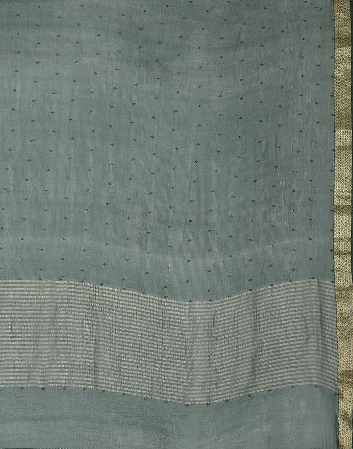 MBZ Meena Bazaar-Green Chiffon Saree