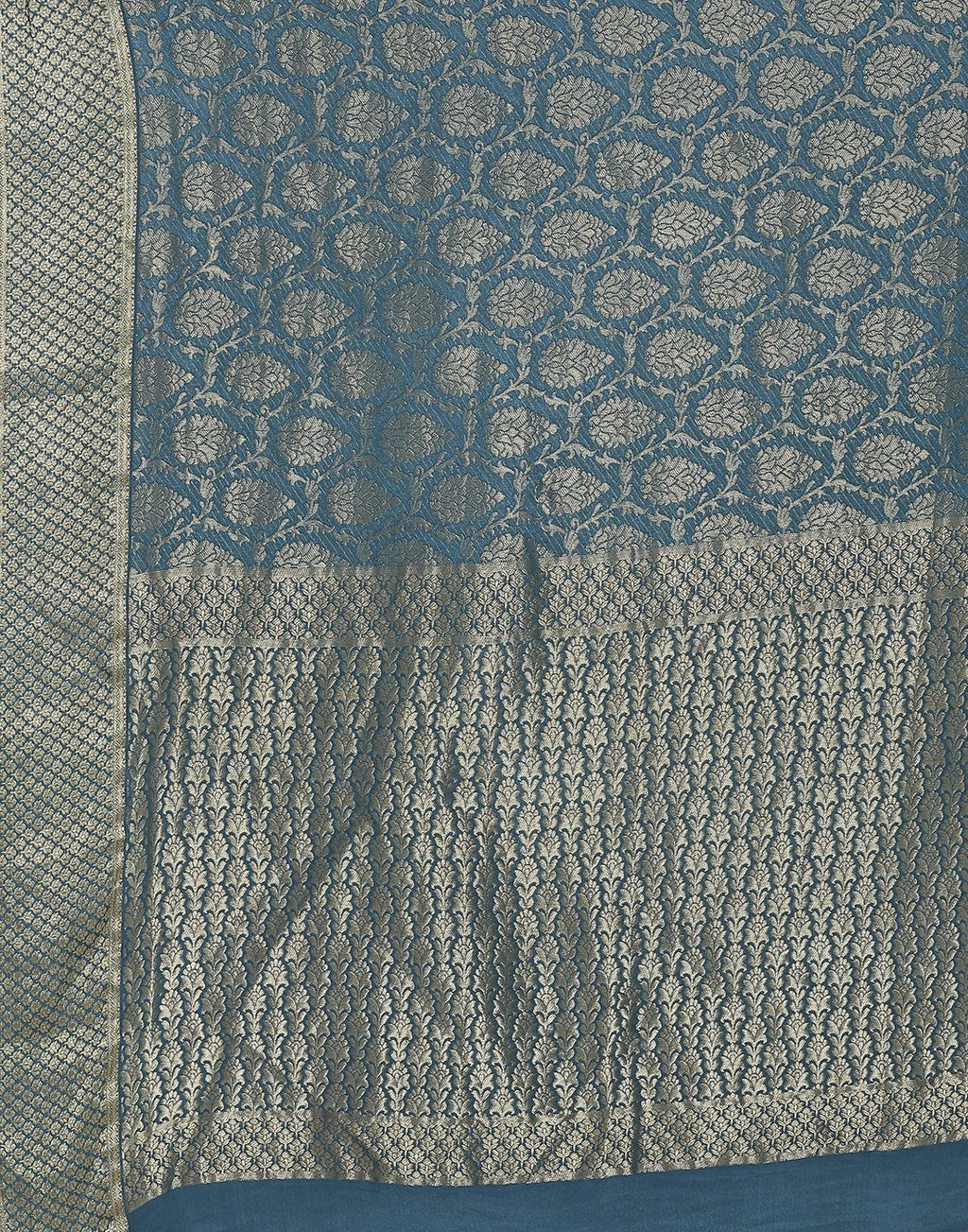 MBZ Meena Bazaar-Peacock Blue Crepe Saree
