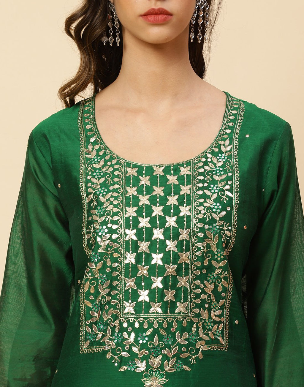 Embroidered Cotton Salwar Kameez Stitched Suit With Chiffon Dupatta