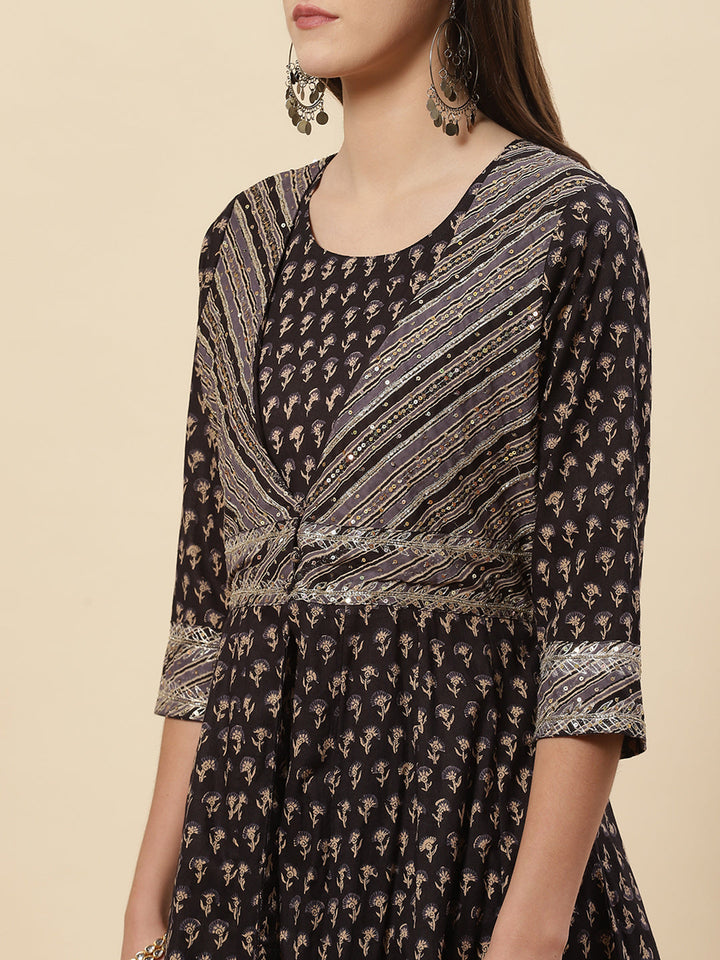 Printed Cotton Kurta With Jacket