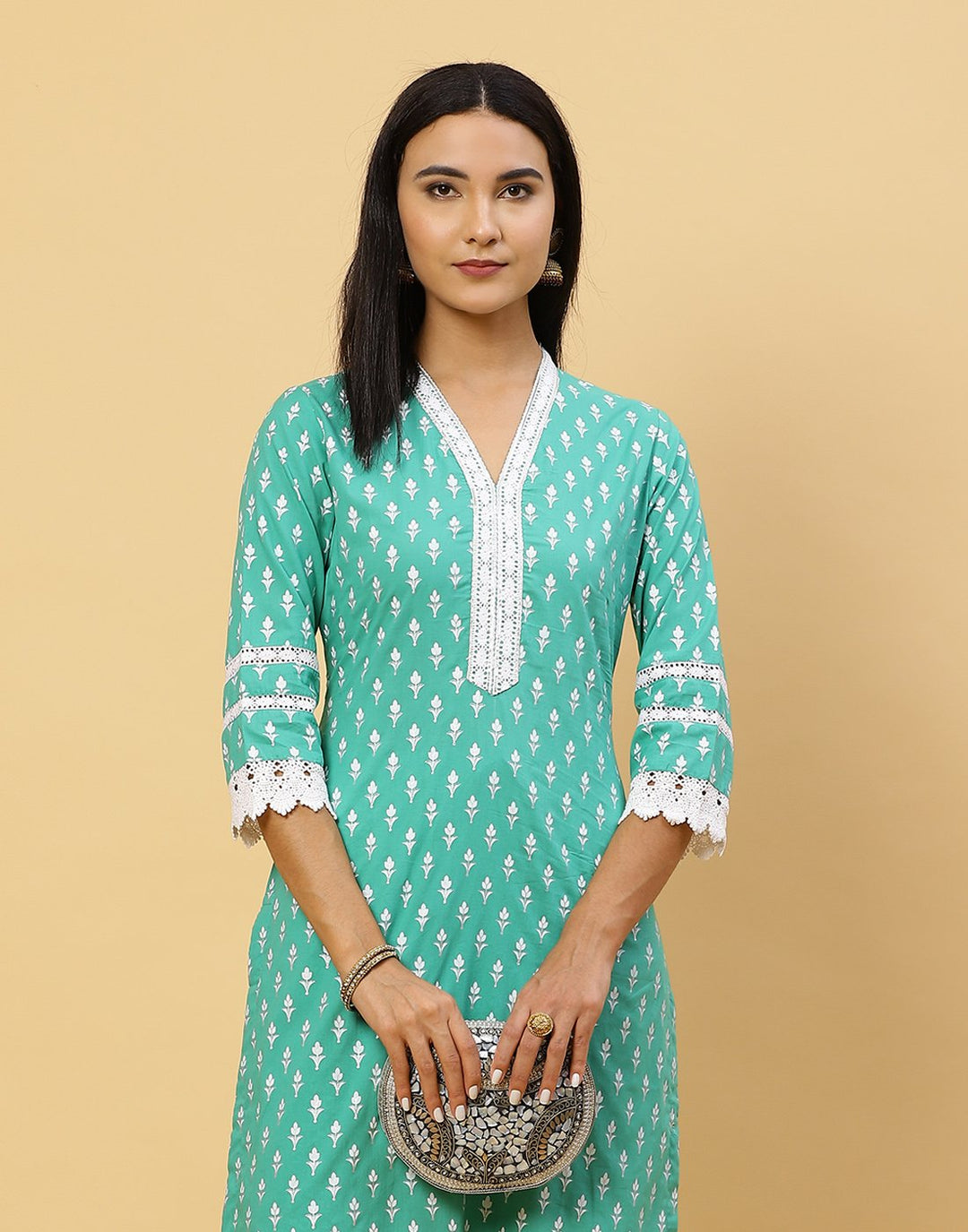 Printed Cotton Kurti With Pant