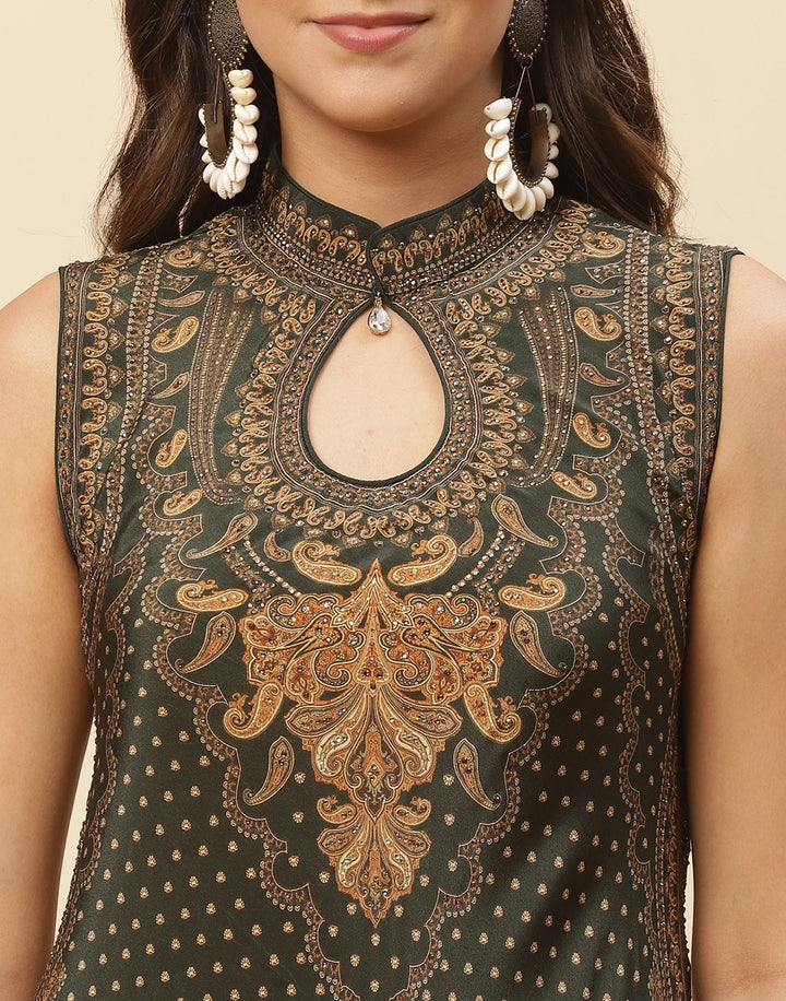 Digital Printed Crepe Gown