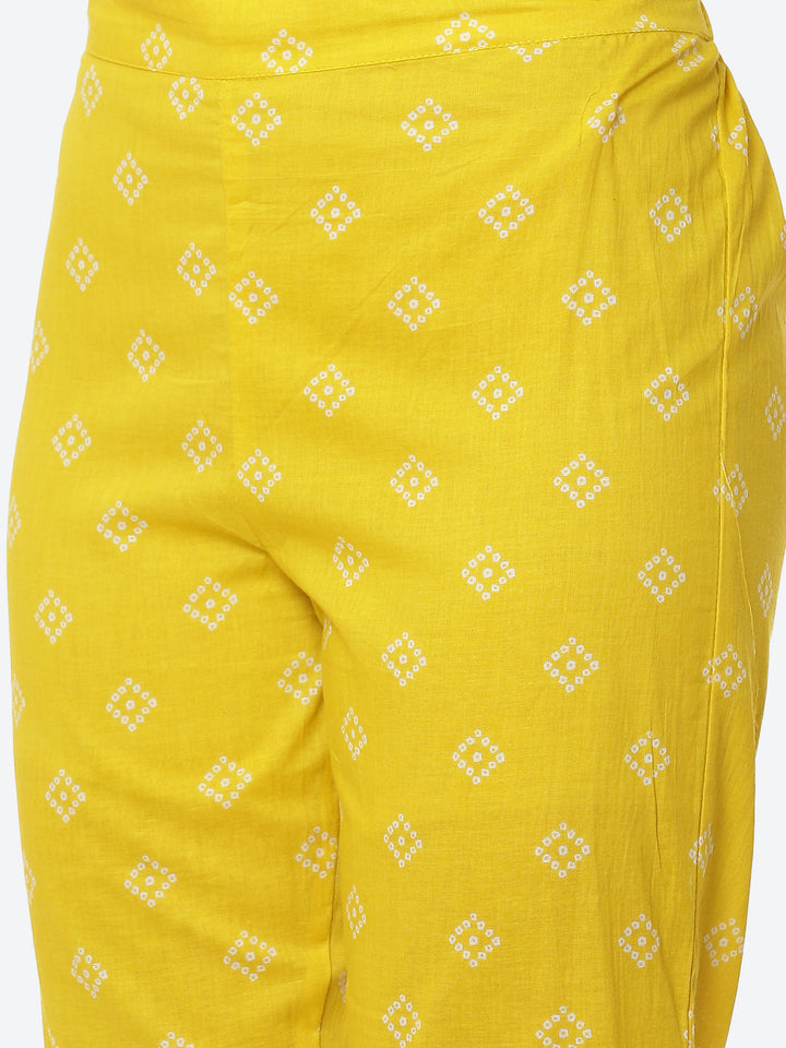 Printed Cotton Kurta With Pant &amp; Chiffon Dupatta