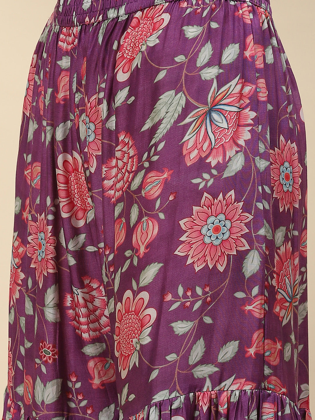 Floral Digital Printed Chanderi Kurta With Garara &amp; Dupatta