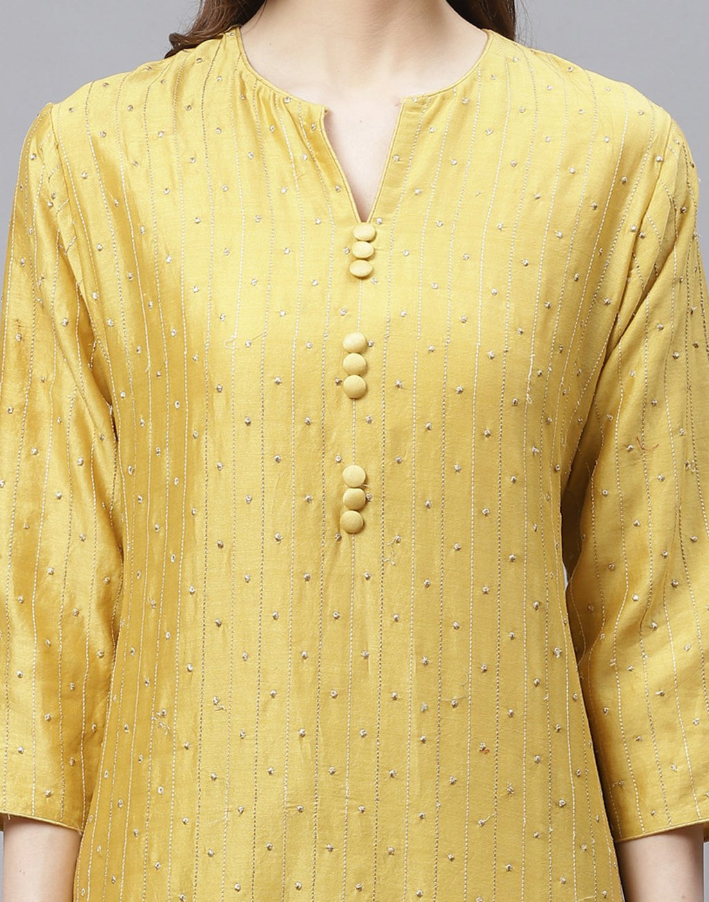 Straight Chanderi Cotton Kurta with Plazzo Pants
