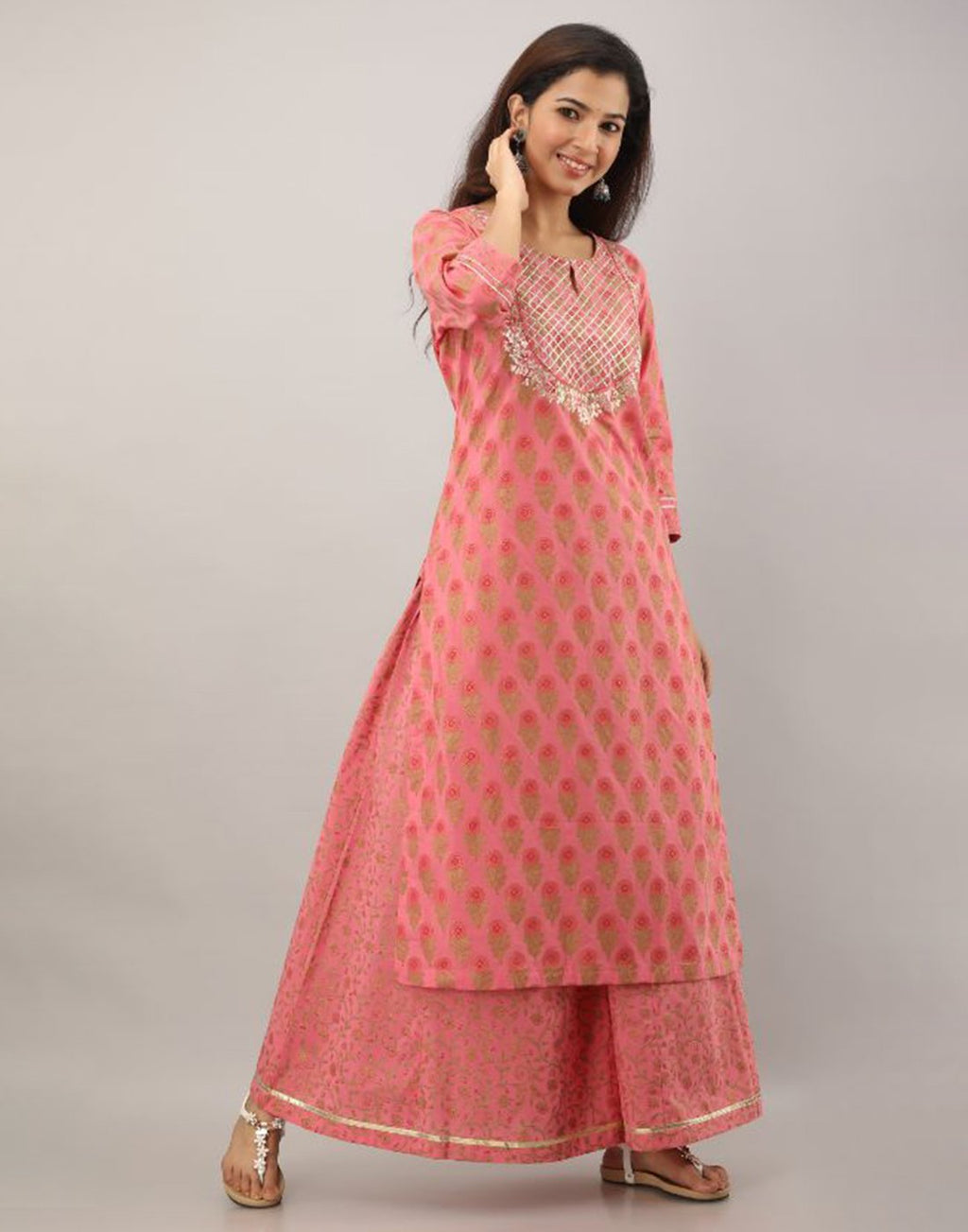 Printed Cotton Kurti With Plazzo