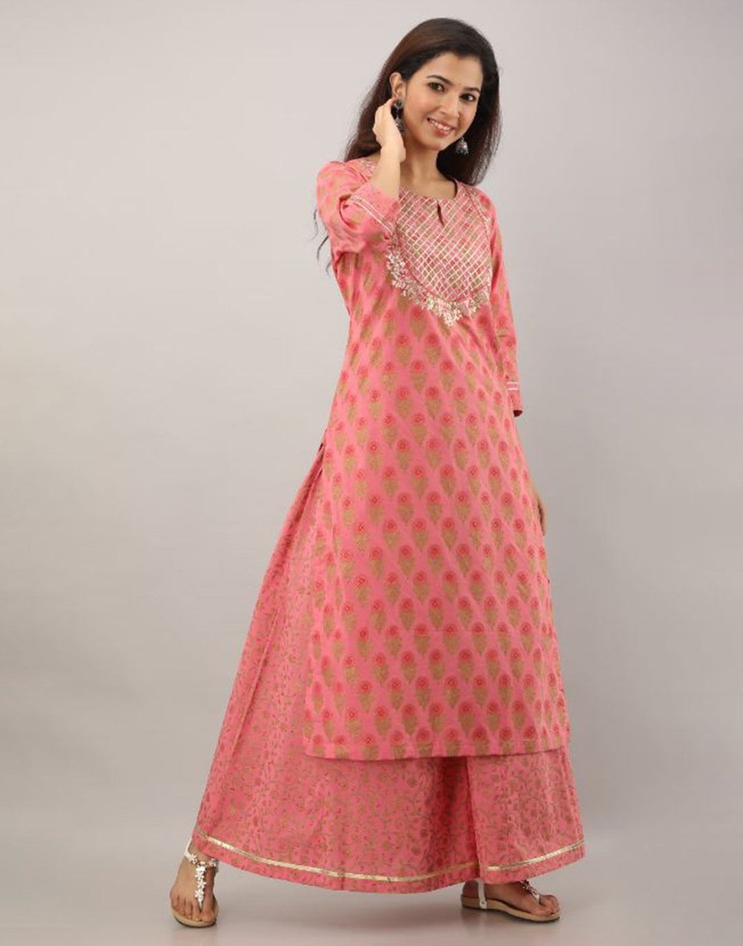 Printed Cotton Kurti With Plazzo