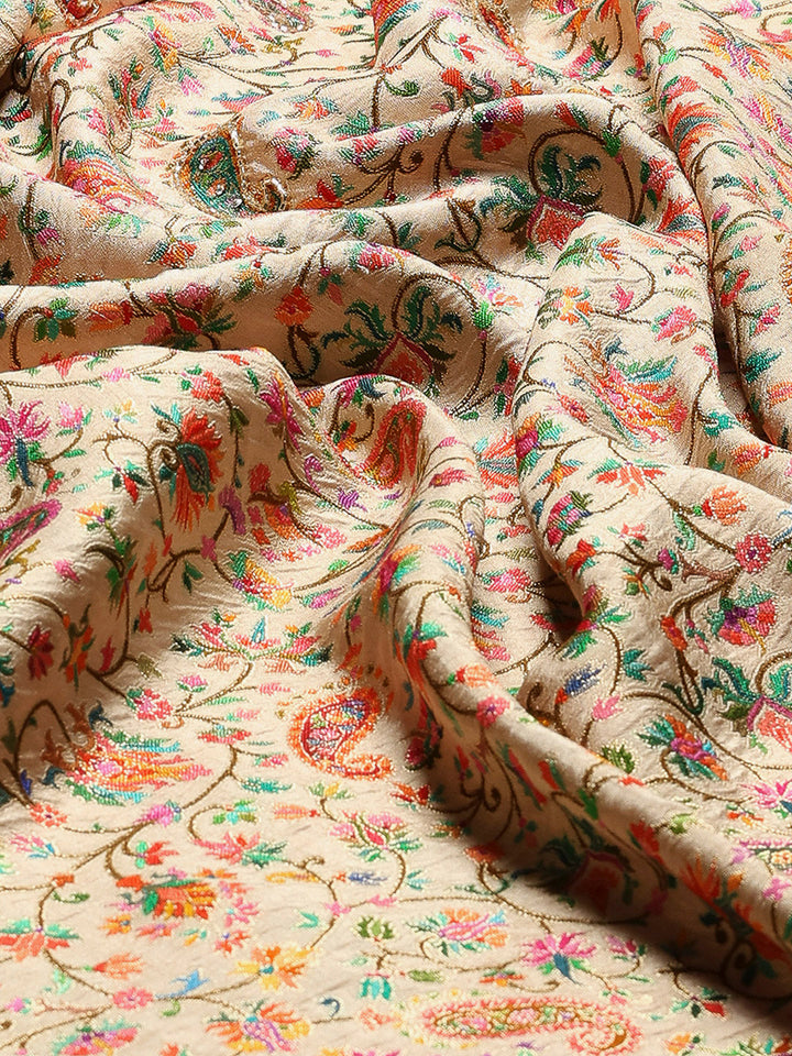 Floral Woven Embroidered Dola Silk Saree