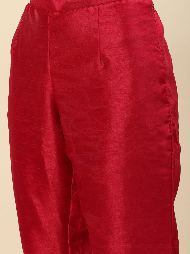 Banarasi Cotton Kurta With Pants &amp; Silk Dupatta