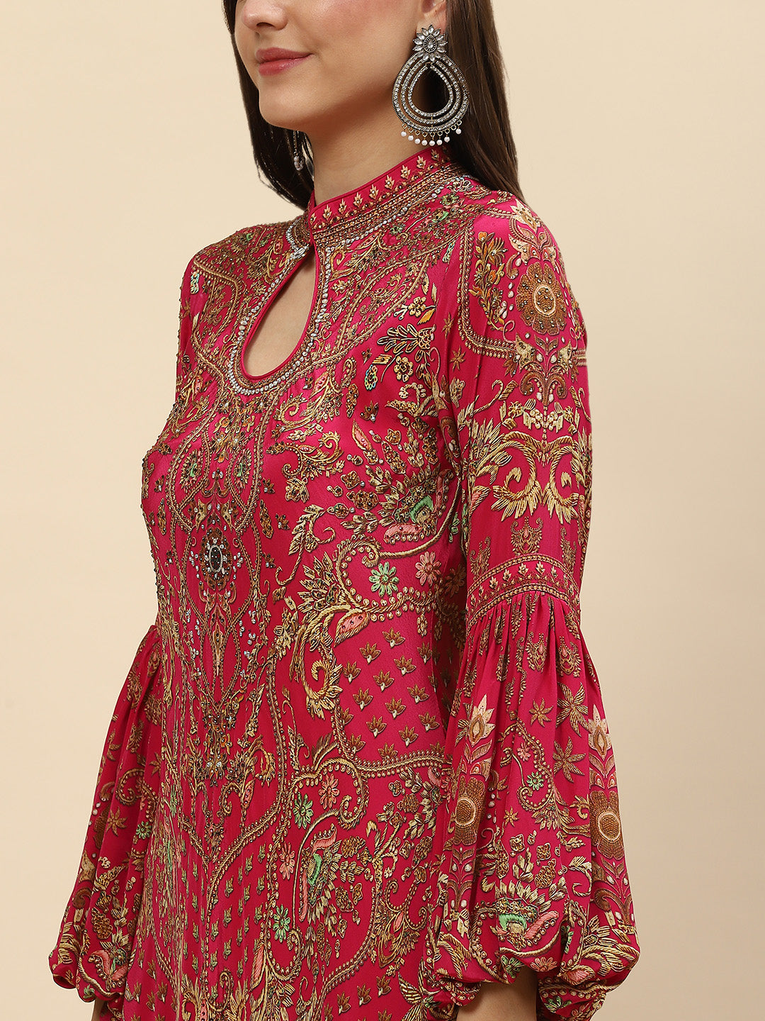 Digital Floral Printed Crepe Gown Dress